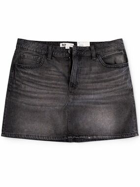 SO Black Denim Mini Skirt Size 11 NWT High Rise Jean Skirt Casual